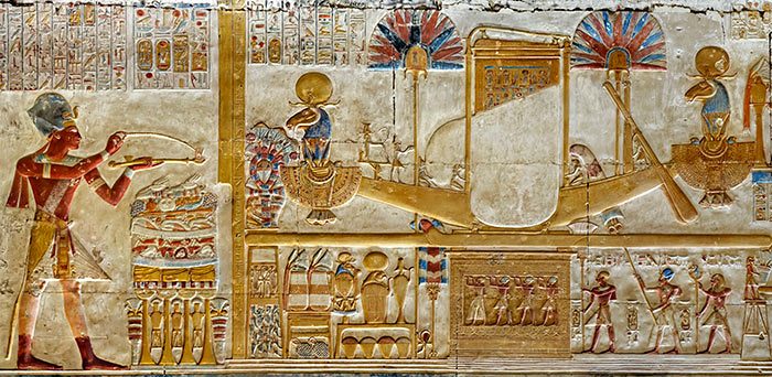 The sacred boats of Amun-Ra, Mut and Khonsu